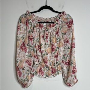 Bohme | Women’s Floral Sheer Puff Sleeve Off Shoulder Top Size Medium NWT